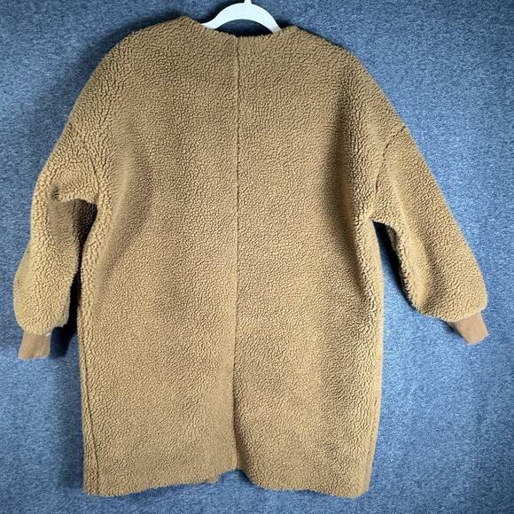 MADEWELL Women’s Bonded Sherpa Cocoon Coat Pockets Brown Size Small - Picture 5 of 13
